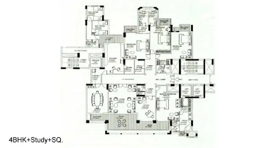 4 BHK + Study Plan 2d View of DLF Aralias