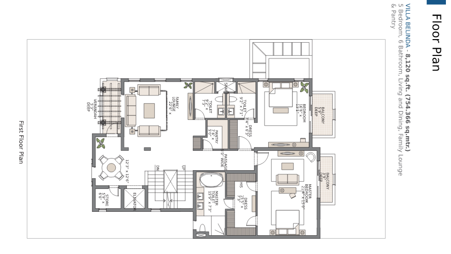 5 BHK + 6 Toilet Ground Floor 2d view