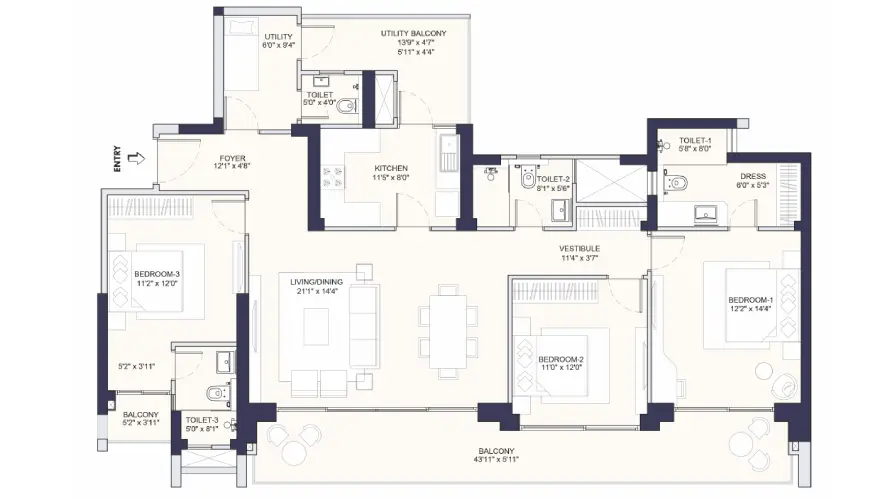 3.5 BHK layout