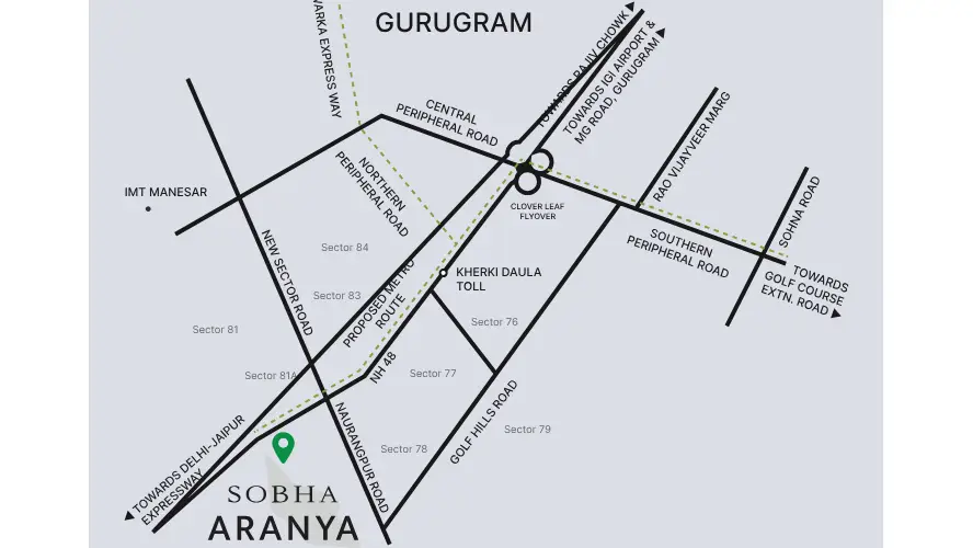 Loction Map of Sobha Aranya