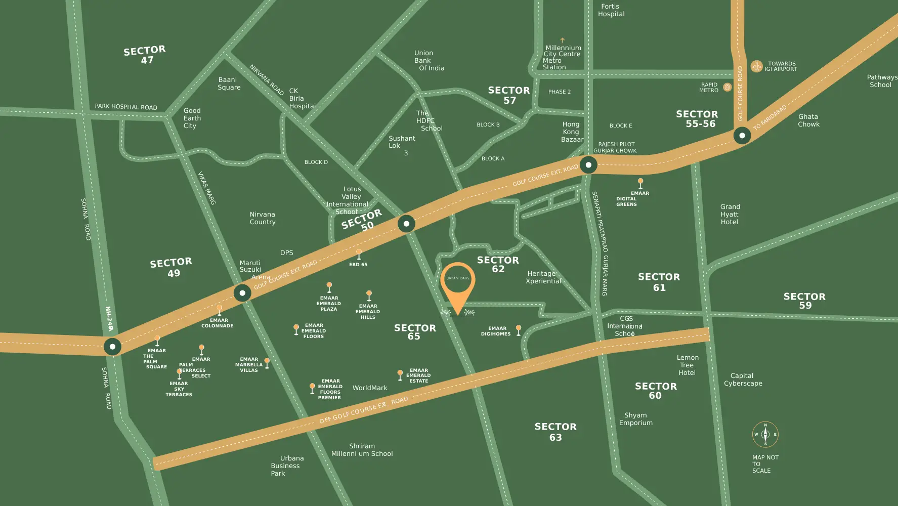 Location Map of Emaar Urban Oasis