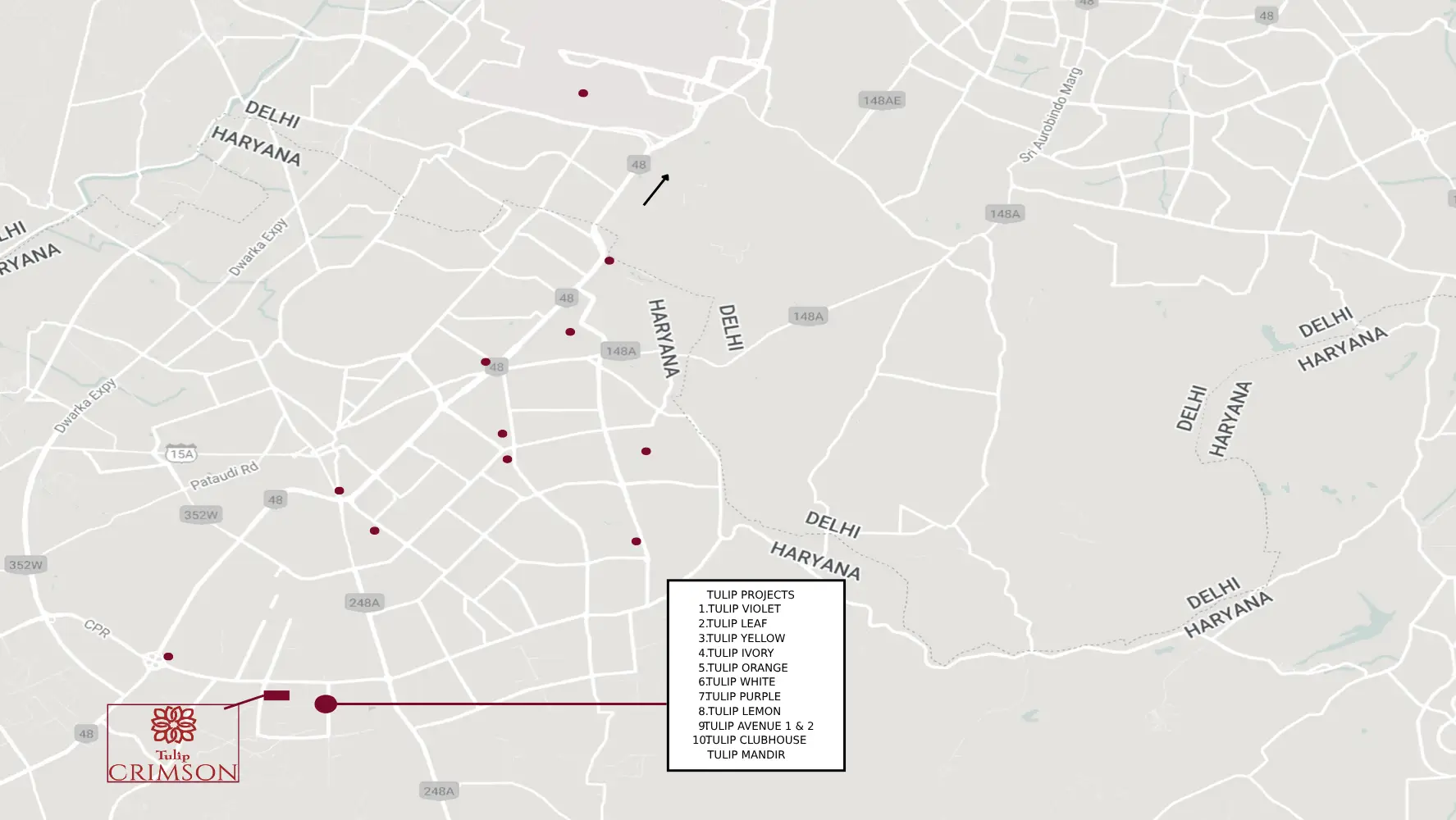 Location Map of Tulip Crimson