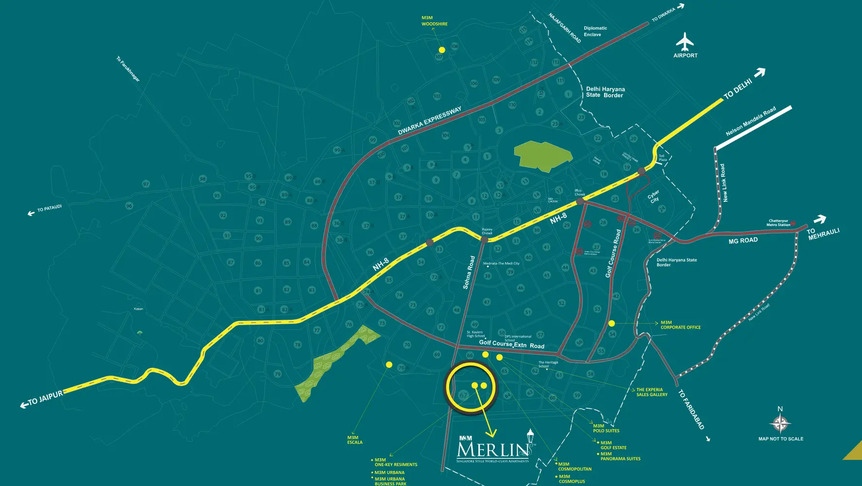 Location Map of M3M Merlin