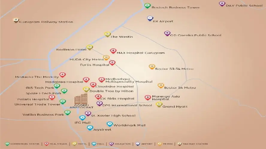 Location Map of Godrej Aristocrat