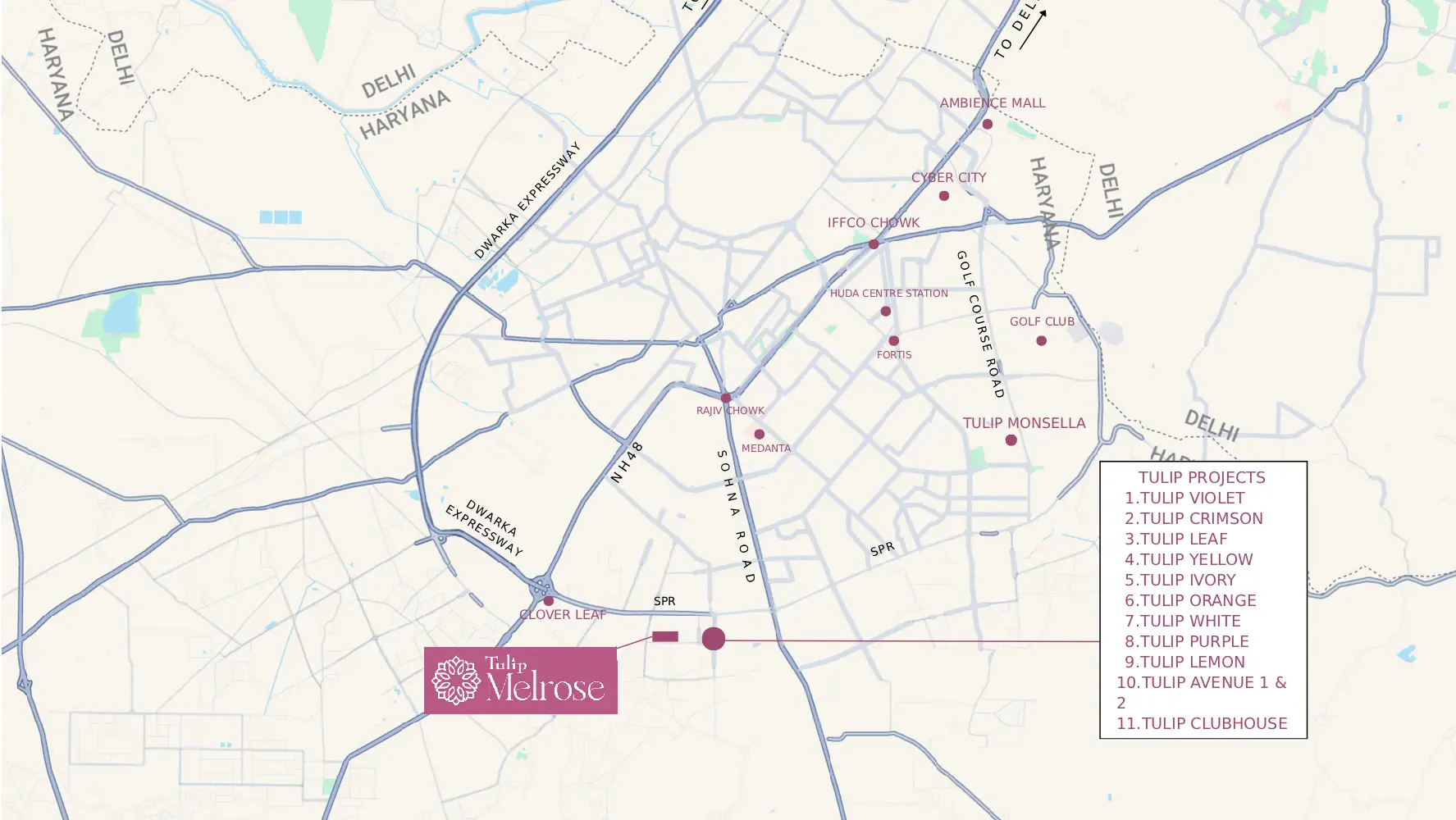 Location Map of Tulip Melrose