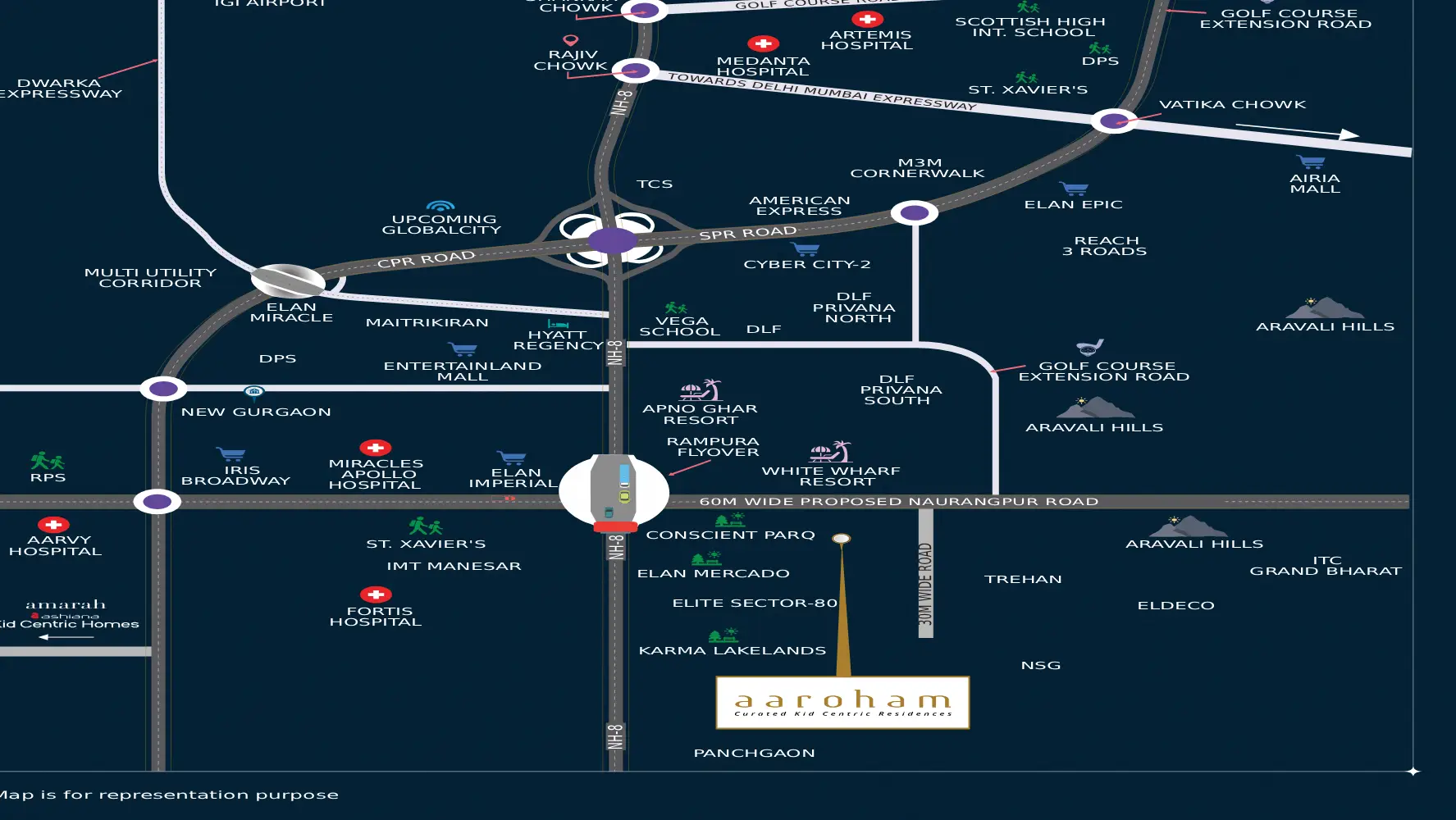 Location Map of Ashiana Aaroham
