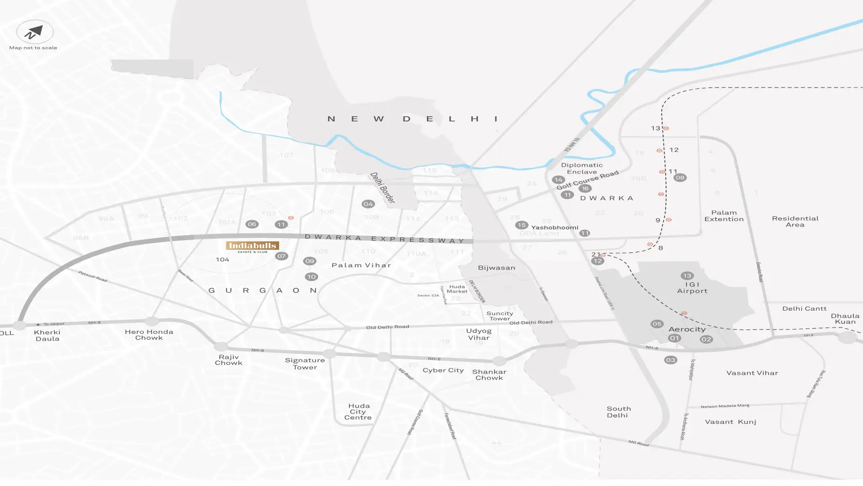 Location Map of Indiabulls Estate Club